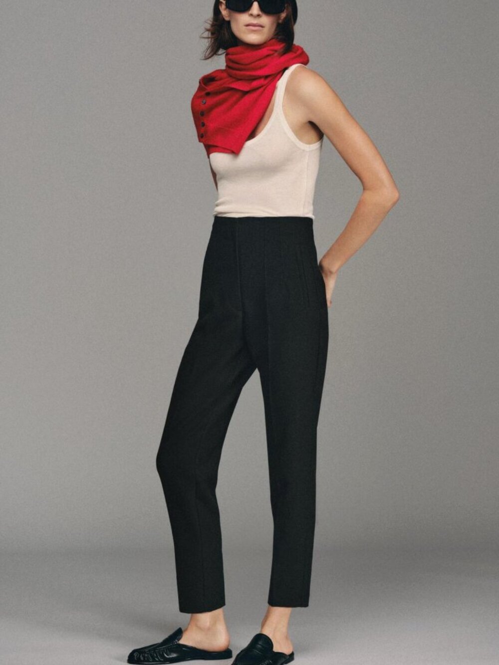 ZARA Black High Waist Front Seam Straight Leg Tailored Trousers Pants Size S